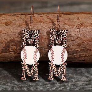 Baseball M⚾️M Leopard Print Dangle Earrings